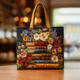 ハンドメイドバッグ – フラワープリントと本